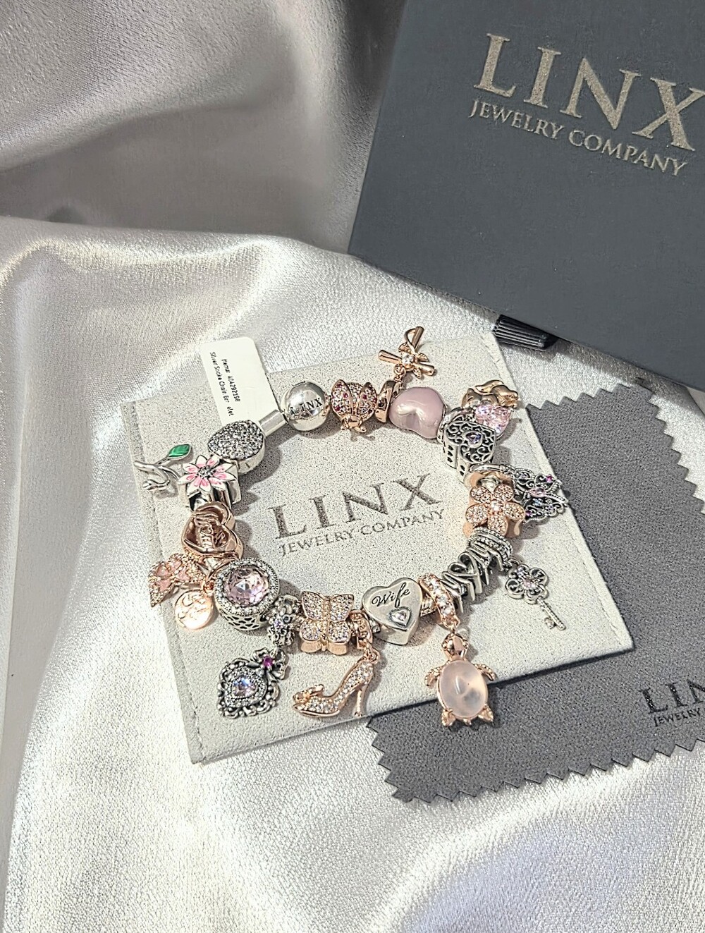 Linx Snake Chain Bracelet with Religious  Mom & Wife Themed Charms